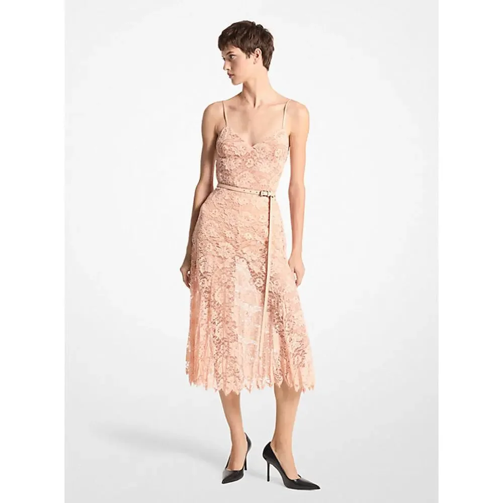 Michael Kors Women's Crushed Floral Lace Slip‎ Dress SIZE 6